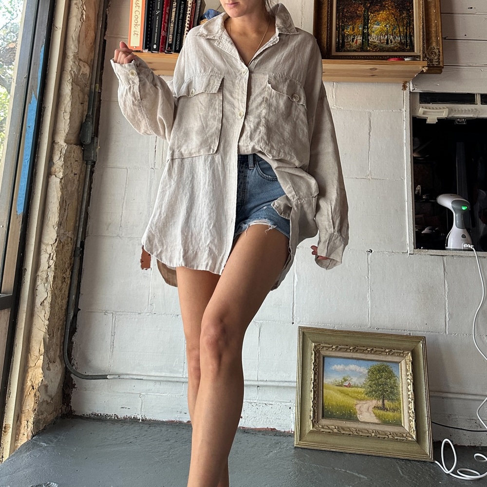 And Andrea cream linen button down
